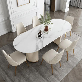 noli modern dining table fluted pedestals