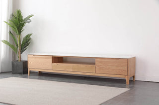 oak tv console vito with sintered stone top