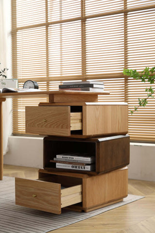 oak wood alberto designer study table with innovative storage