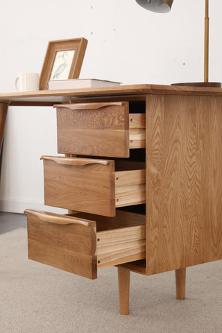 oak wood mario compact study table three drawers