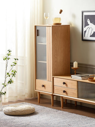 palermo wooden side cabinet with glass