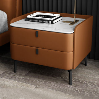 pu leather wrapped veronica bedside
