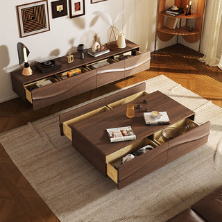 rano modern walnut tv console organized entertainment center