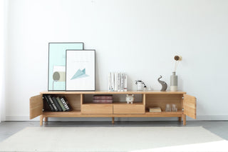 renzo solid oak scandinavian tv console minimalist aesthetic