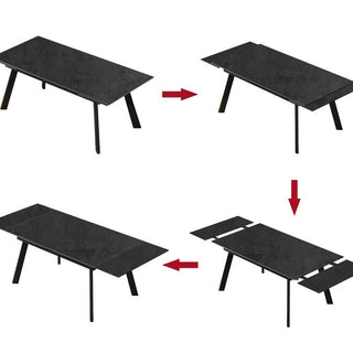 retractable leca dining table with steel legs