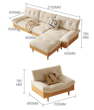 ria oak 3 seater wooden sofa