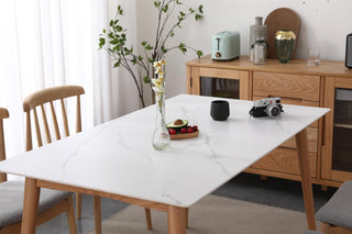 riccardo minimalist dining table solid oak sintered top