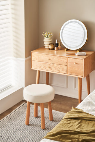 riley elegant white oak dressing stool