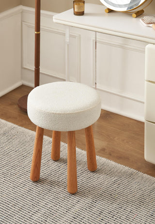 riley white upholstered dressing table stool