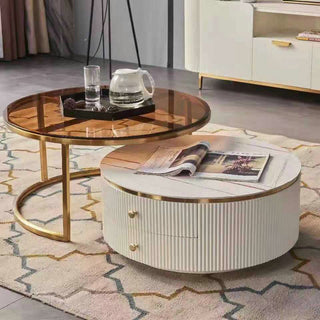 round nesting coffee table with storage shirley