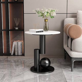 round sintered stone side table nell