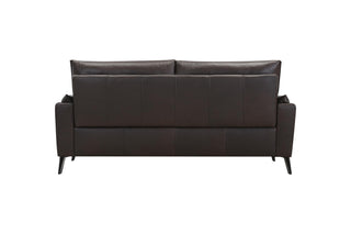 Brown leather sofa back view