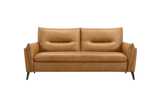 Brown leather sofa on a white background