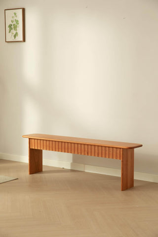 santos dining table in cherry wood with cohesive bench