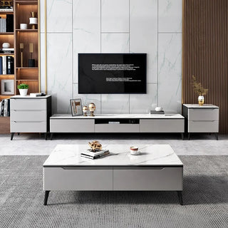 sicil coffee table with drawers white stone top