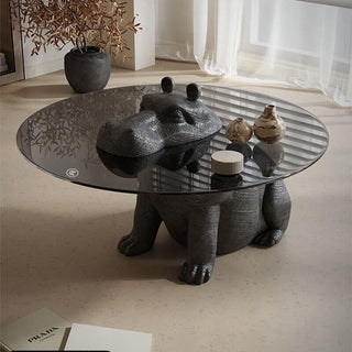 simple and elegant tempered glass coffee table hippo