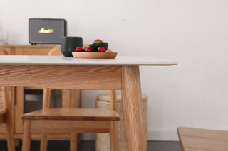 sleek riccardo minimalist dining table oak and stone