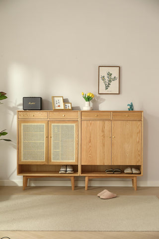 tidy space diego wooden cabinet for shoes with ample shelving