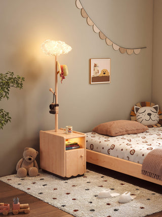 tilo wooden kids nightstand with hanger playful design