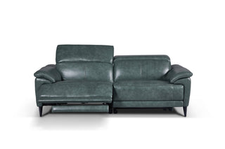 titus 3 seater recliner sofa green leather