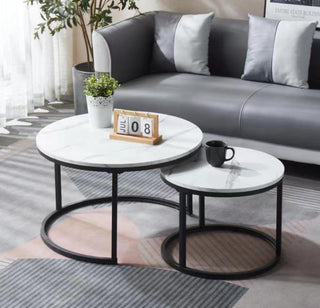 torri round nesting coffee table set stone effect