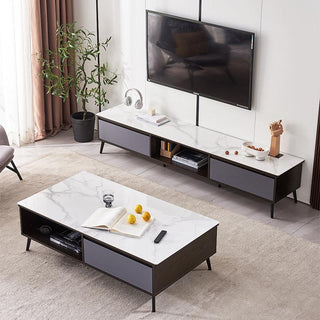 vantage tv console with elegant sintered stone