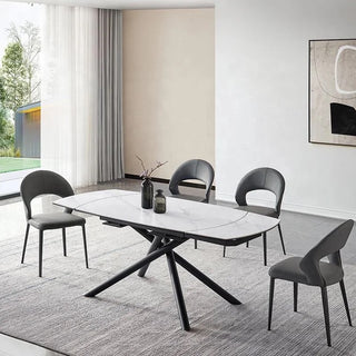 vico extendable dining table with black steel