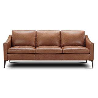 viola brown three seater leather sofa metal leg