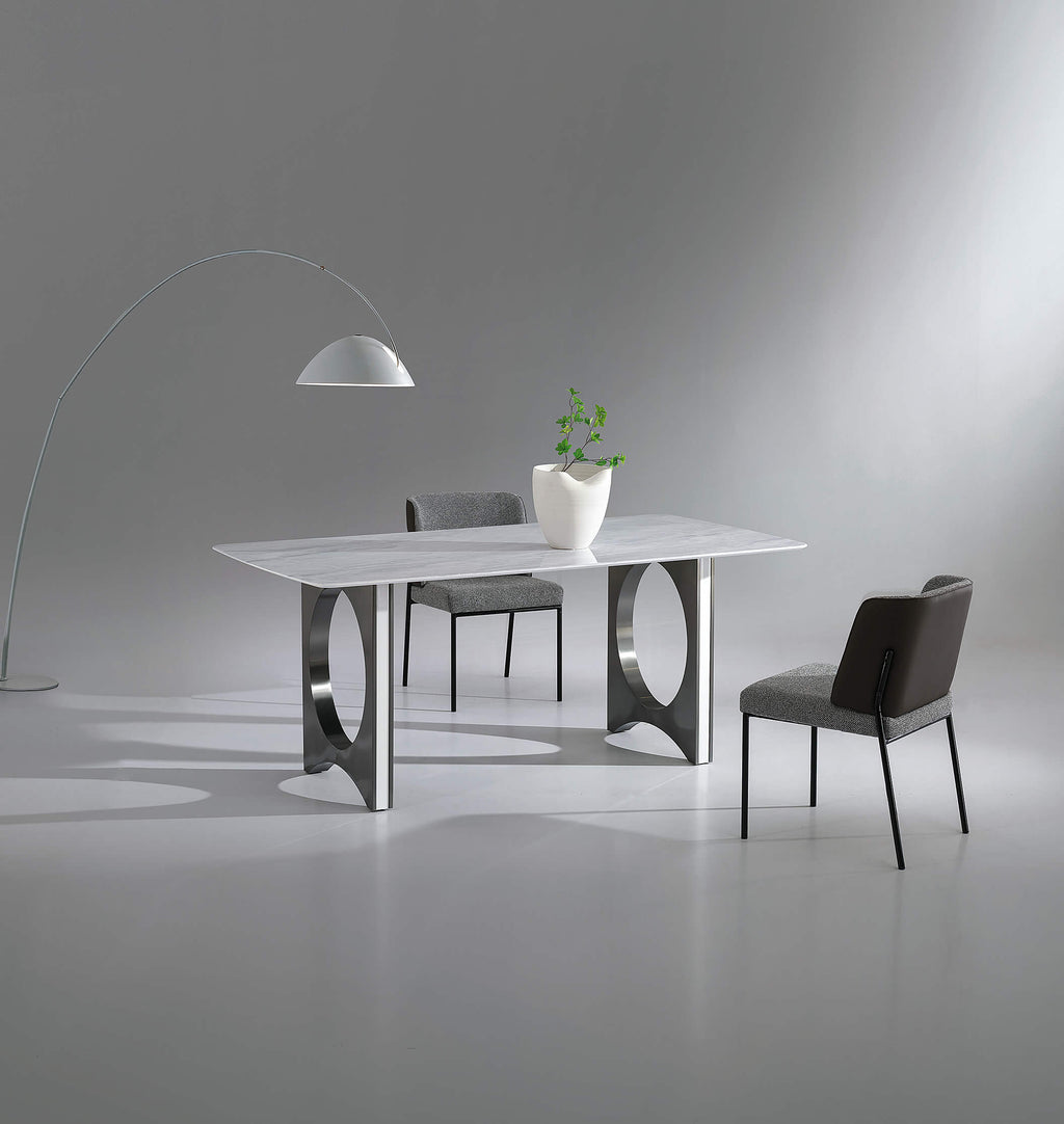 Maya White Marble Dining Table - Experience Timeless Beauty COMFY.sg