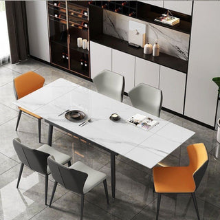 white sintered stone extendable dining table