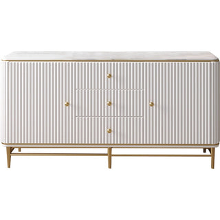 xavor white fluted sideboard rounded corners golden accents