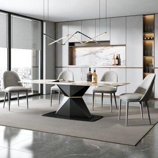 3d sintered stone dining table with unique leg