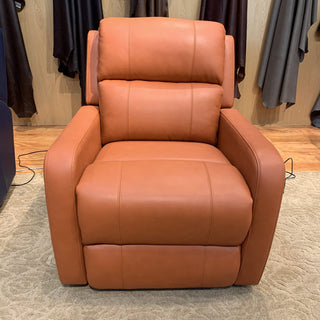 orange rocking recliner armchair in italian top grain leather