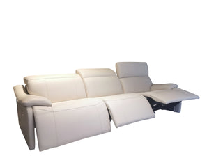italian top grain leather sofa with 3 reclining seats