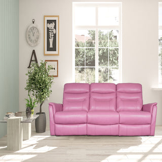 vibrant pink 3-seater recliner sofa in full grain leather