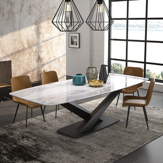 sleek sophisicated marlble top dining table with ample space