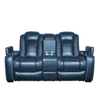 italian top grain leather 2 seater sofas with storage and cup holder