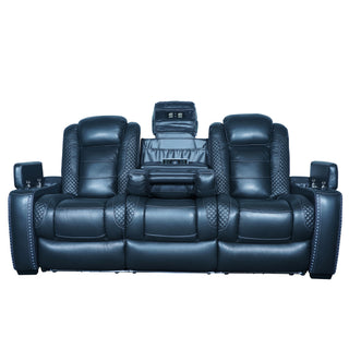 black 3 seater sofa home theater electric recliner with storage and cupholder