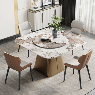 beautiful square sintered stone dining table full set