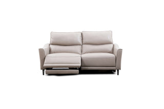 beige 2 seater recliner sofa leg rest