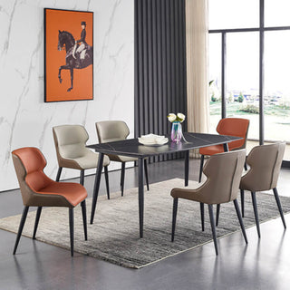 beige orange dual tone dining chair full set