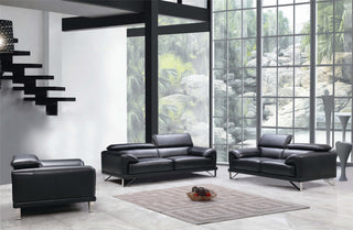 black full grain leather sofa set