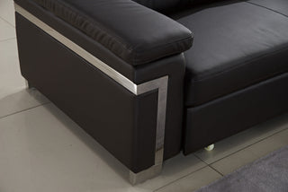 black leather l shaped sofa bed stainless steel trim