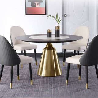 black sintered stone round dining table gold stainless steel frame