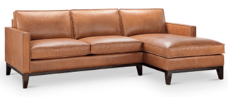 brown l shape sofa full grain leather wood leg