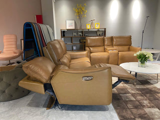brown leather recliner sofa fully extended