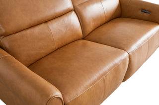 cognac electric recliner sofa 3 seats usb port