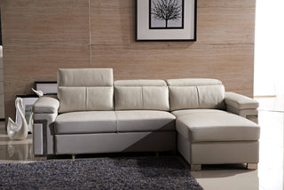 cream leather l shaped sofa bed front