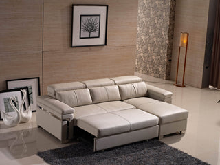 cream leather l shaped sofa bed full