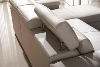 cream leather l shaped sofa bed adjustable headrest